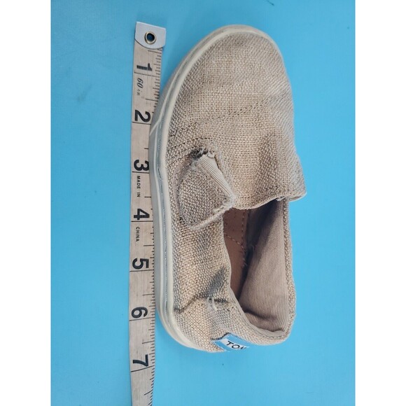 Toms  Toddlers Canvas Sneakers Shoe  Sz 8 Hook Loop Tan Fabric Unisex - Picture 11 of 11